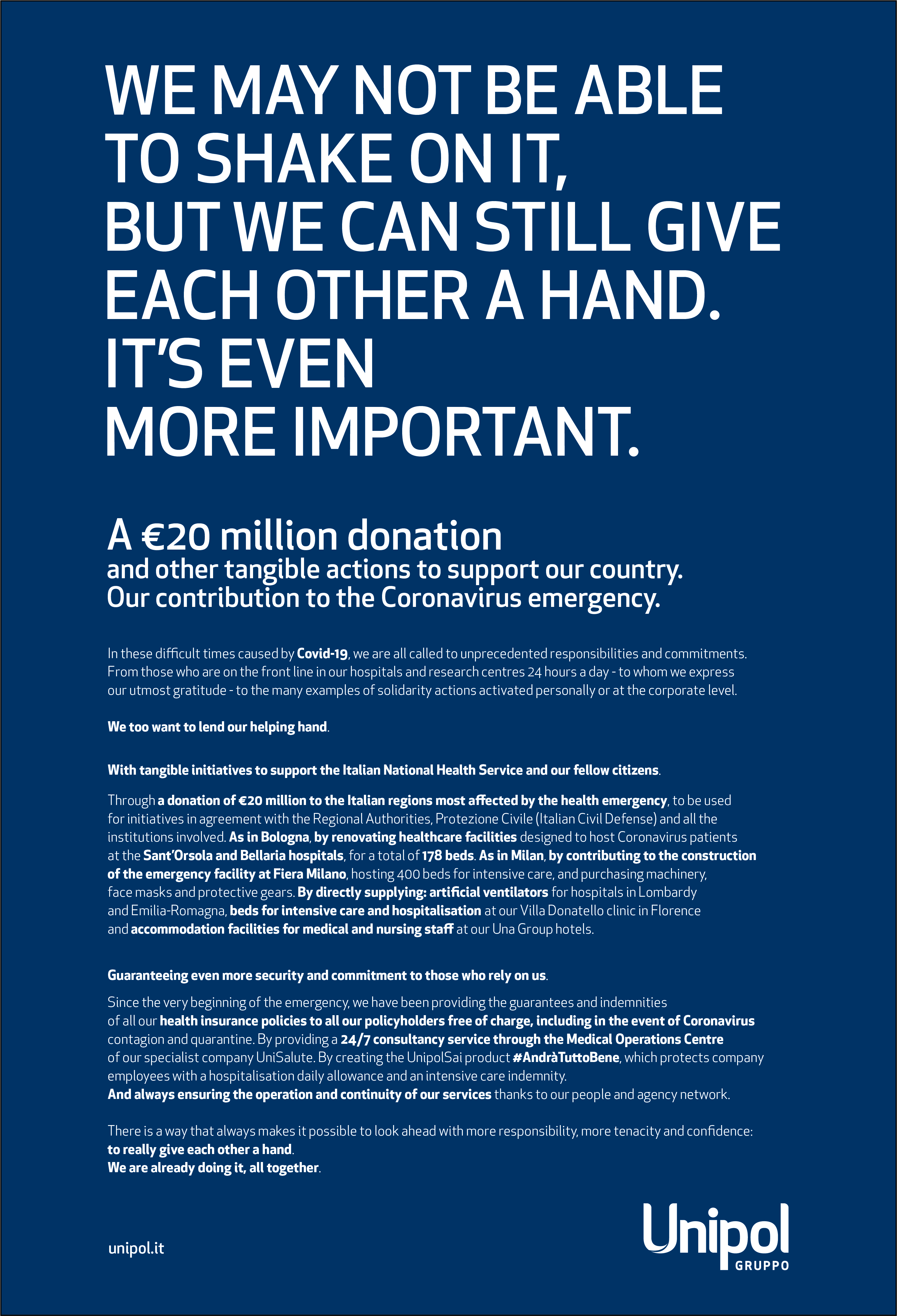 Our contribution to the Coronavirus emergency