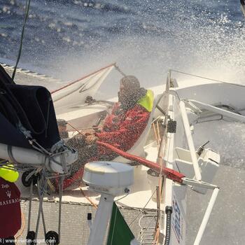 MOD 70 Maserati skippered by Giovanni Soldini shot offshore Porquerolles island during training. Photo Guilain Grenier