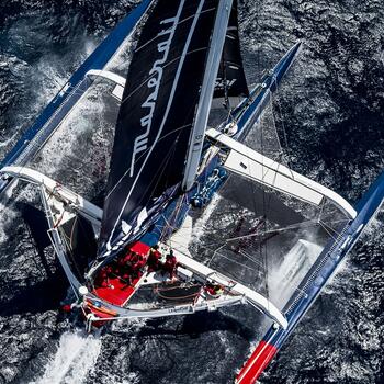 MOD 70 Maserati skippered by Giovanni Soldini shot offshore Porquerolles island during training. Photo Guilain Grenier